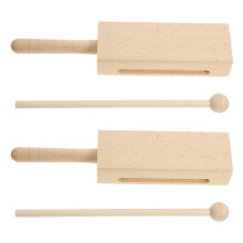 2 Sets Wood Rhythm Instruments Wooden Block Percussion Instrument with Mallet