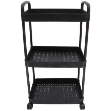 KALLORY 1Pcs Kitchen Utility Cart 3 Layer Rack 72X37 5X26Cm Abs Stainless Steel Black For Home Kitchen Bathroom Items