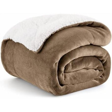 Sherpa Fleece Throw Blanket Twin 60 x 80 in Camel