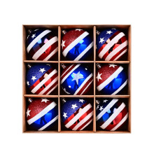 9pcs 3.14inch 4th of July Ball Hanging Ornaments, Blue Red Mini Tree Ornaments for Independence Day Labor Day Christmas Tree Decor