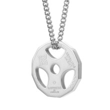 Stainless Steel Fitness Dumbbell Pendant Necklace Weight Plate Barbell Chain Pendant Workout Necklace for Men Jewelry
