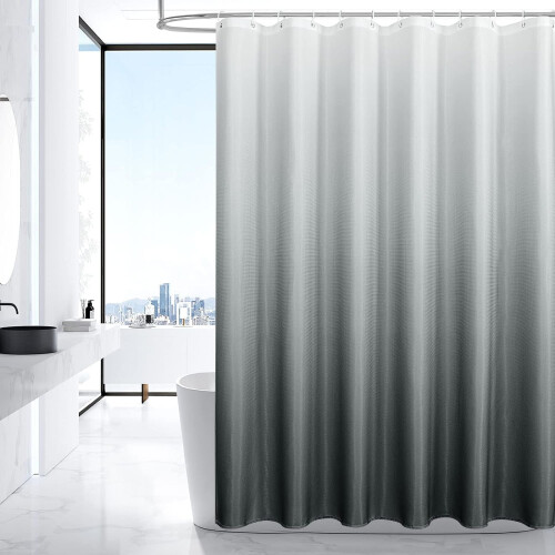 Ensemble rideau de douche gris ombré 72x84, texture gaufrée