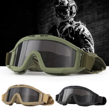 Airsoft Goggles Desert Locust Goggles Anti Fog Safety Glasses Impact Resistant Tactical Eyewear with 3 Interchangeable Lenses for Outdoor Cycling