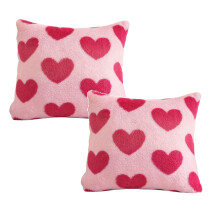 Roze Valentijnskussenhoezen met hartjesmotief (18x18 inch), set van 2