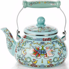 Chaleira vintage de 2,6 litros com esmalte floral para fogão.