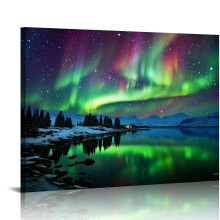 Canvas muurdecoratie met print van het noorderlicht (Aurora Borealis).