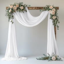 Draperie de nuntă din poliester alb transparent – 2 panouri