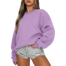 Damen Langarm-Sweatshirt, lässiger Rundhalsausschnitt, lockerer Schnitt, Pullover-Hoodie aus Fleece, Herbstoberteil