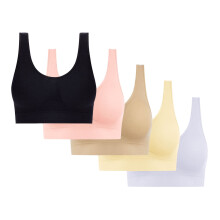 Lot de 5 soutiens-gorge de sport pour femme, sans coutures et sans armatures, avec coussinets amovibles, idéal pour le yoga et le sommeil. Taille