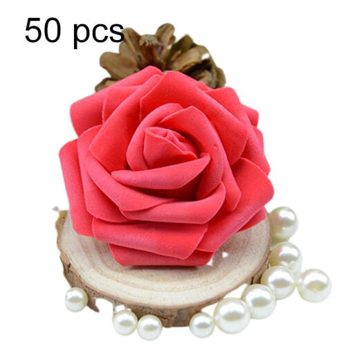 50 rose artificiali in schiuma da 6 cm