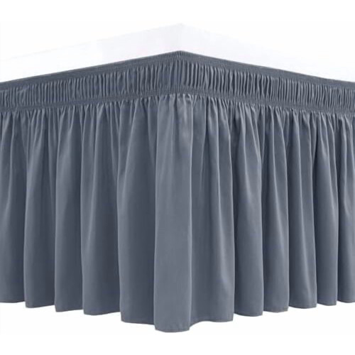 Slå-om-sengeskørt med queen size-effekt, 30 cm dråbe, polyester, flæser