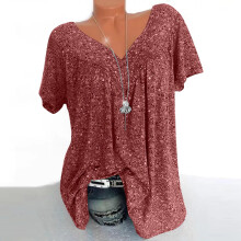 Sommerliche Oberteile für Damen, Damenoberteile in großen Größen, V-Ausschnitt, Kurzarm-Tops, Blusen, modische Blusen mit Blumenmuster,