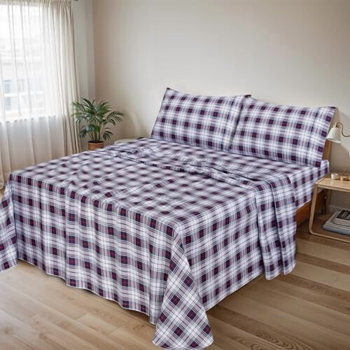 Sengetøjssæt i 100% bomuldspercale, kingsize, 4 dele