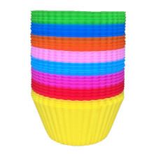 6/12/24Pcs High Temperature Resistant Food Grade Silicone Muffin Cup Molds Round Shaped Muffin Cake Molds Pastry Tools (Random Color,24 Pcs)