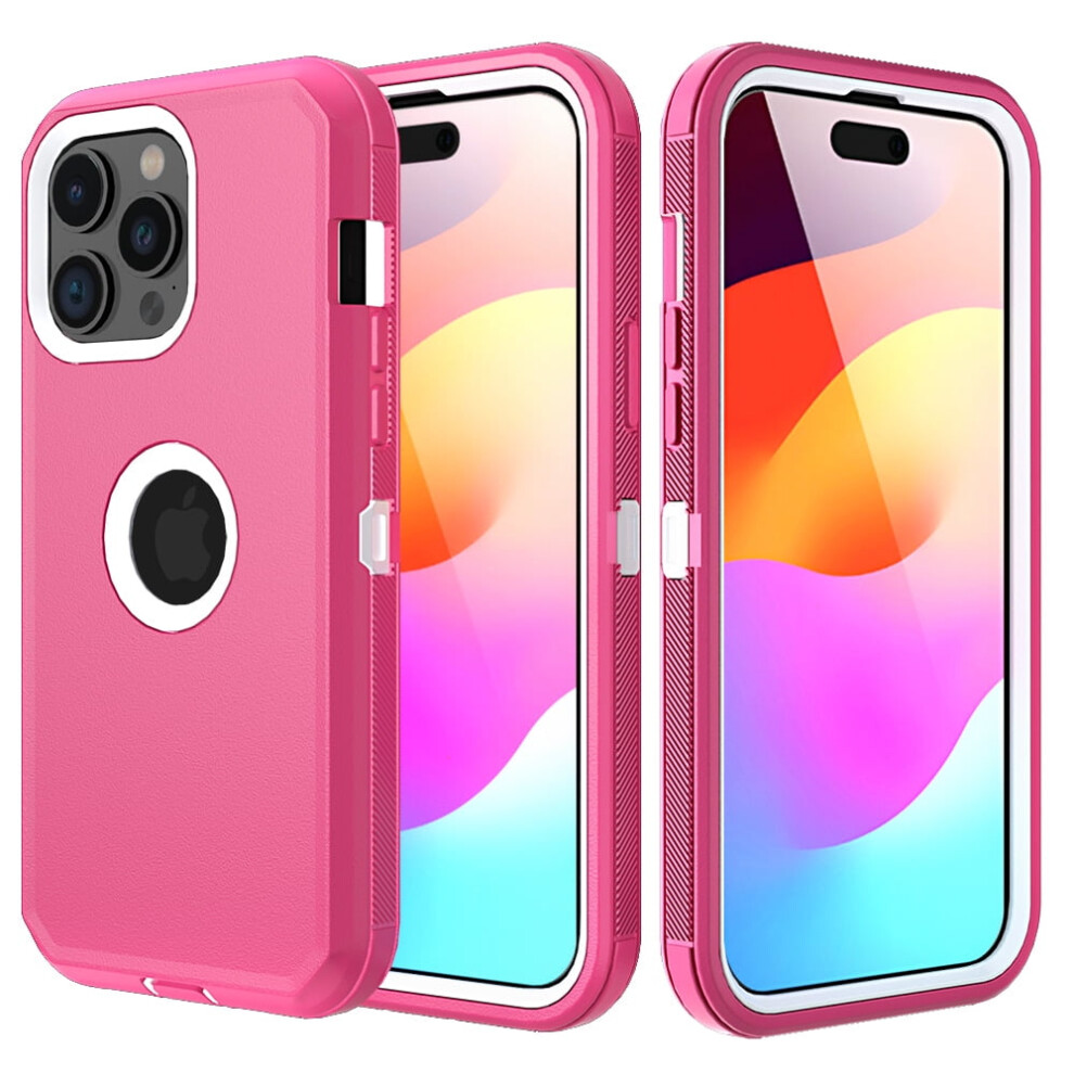 Tashhar Iphone 15 Case (6.1", 2023) Â Military-Grade, 3-In-1 Shockproof Armor, Rugged & Detachable Â Rose Red + White White,Red 9110895704554