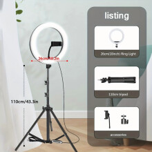 10-Zoll-LED-Ringlicht mit 43-Zoll-Stativ und Handyhalterung