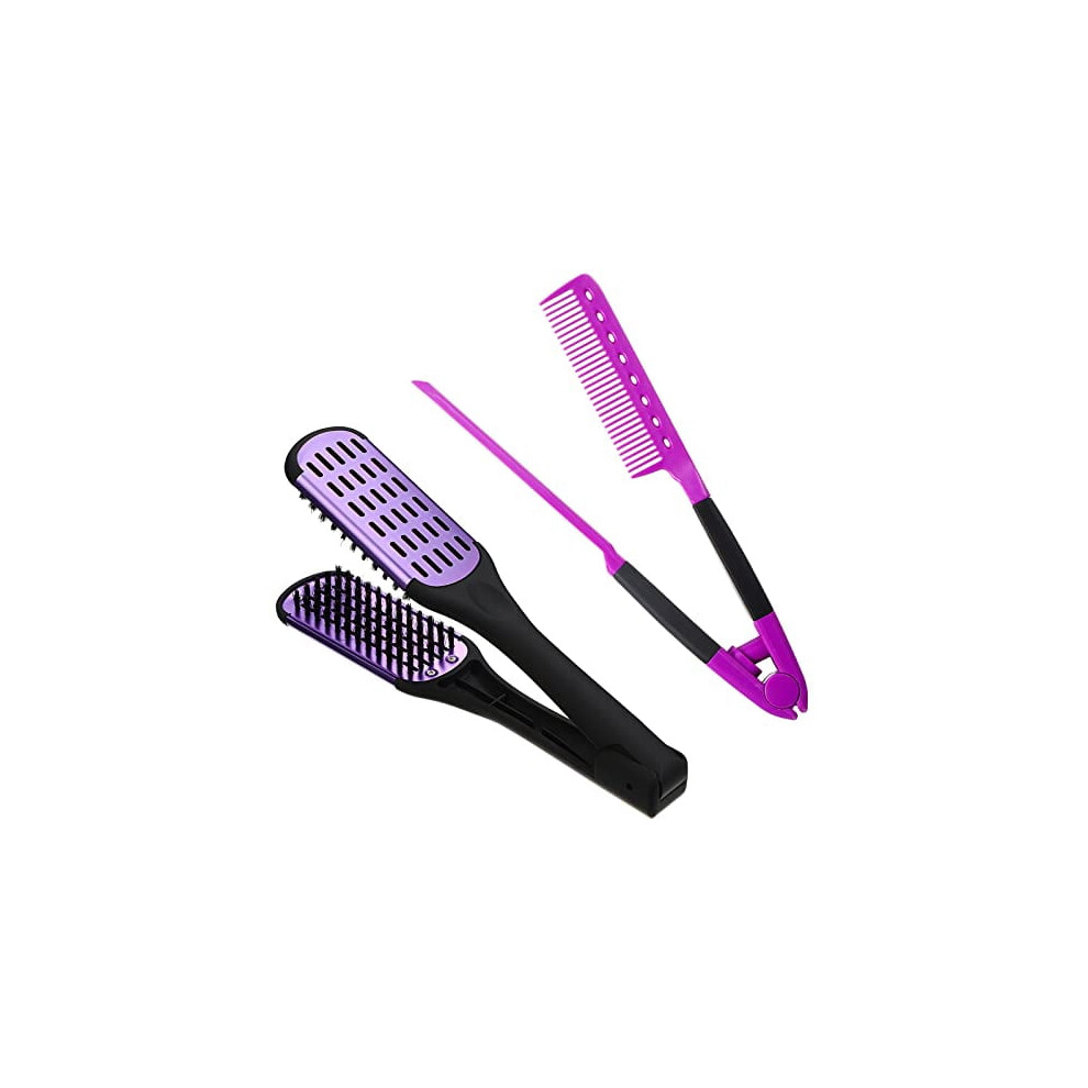 Boar Bristle Double-Sided Brush and Flat Iron Comb 2 Pcs