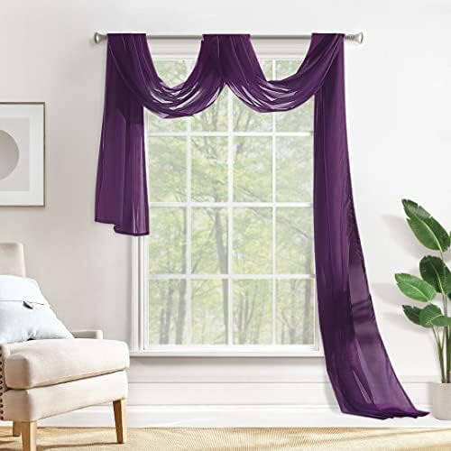Cachecol transparente roxo ameixa para janela, 94 x 55 cm (37 x 216 polegadas)