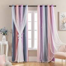 Ombre Blackout Curtains for Girls Bedroom Kids Room Unicorn Princess Theme Home Decor 72 inches Length Grey/Pink/Purple, W34 X L72 2 Panels