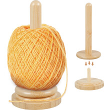 Wooden Yarn Holder Rotatable Bamboo Yarn Skein Spinner Revolving Yarn Ball Stand Dispenser Crochet Accessory for Knitting Crocheting