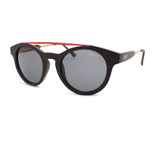 Superdry Round Sunglasses Highbrow Unisex Matte Black Red with Grey Lenses 104