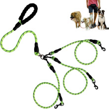 Heavy-Duty Reflective Nylon Dog Leash Set with Padded Handle, 2 Detachable Leashes, 360 Swivel Hook, Tangle-Free – Compatible with Multiple Dogs