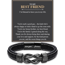 Kožený náramek Love You Forever pro muže, teenagery – dárky pro bratra, syna, vnuka, synovce, tátu, manžela – Vánoce, narozeniny,