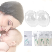 EASTIN 2PCS Breastmilk Collector + 30200mL Bags & Nipple Shields with Plug, for Leaks, Collection, Cracked Nipple Protection
