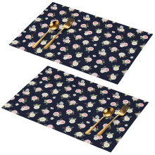 Pioneer Flower Tischsets mit Blumenmuster, waschbar, PVC, 2er-Set, 45,7 x 30,5 cm, farbecht, für Partys/Küche/Essbereich