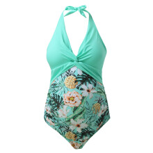 Women Maternity Swimwear OnePiece Halter Pregnancy Swimsuit Floral Bathing Suits Adjustable Chest Swimwear