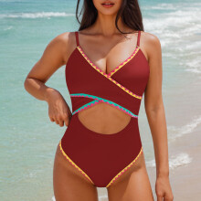 Costume de baie sexy pentru femei, la modă, de vară, culoare solidă, cu pernă pentru piept și fără suport din oțel, sexy, fără spate,