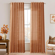 Burnt Orange Sheer Curtains 96 Inch 2 Panel Set