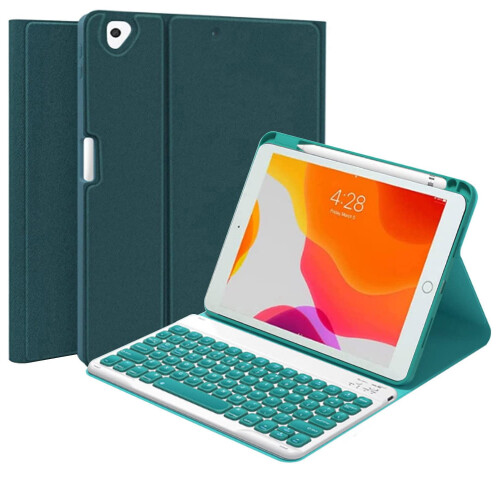 Capa com teclado compatível com iPad Pro de 12,9 polegadas (2015/2017, 1ª e 2ª geração), capa inteligente sem fio destacável com suporte para