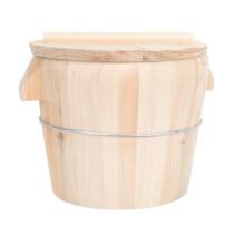 Balde de madeira para cozinhar arroz no vapor, ideal para casa e restaurantes.