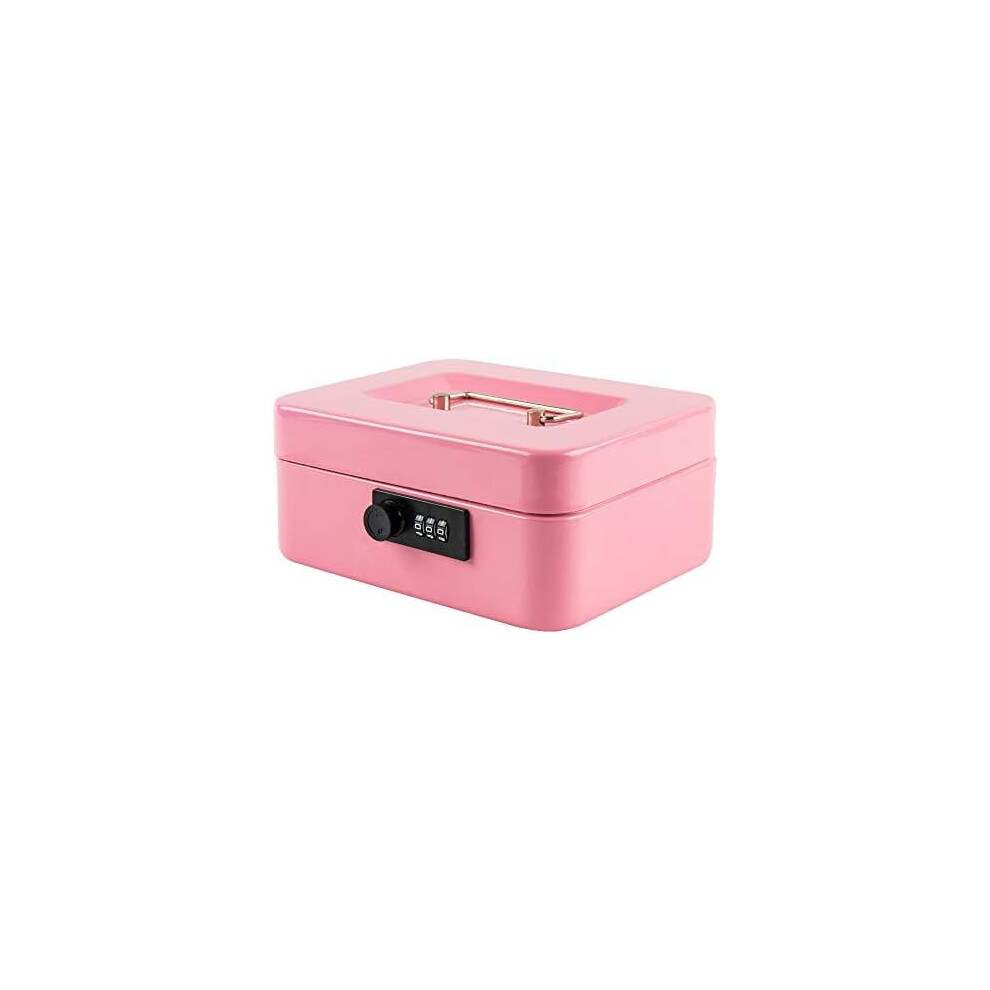Medium Cash Box With Combination Lock Safe Metal Money Box With Money Tray For Security Lock Box 7.87X 6.30X 3.54Inch Pink Medium 9479868219304