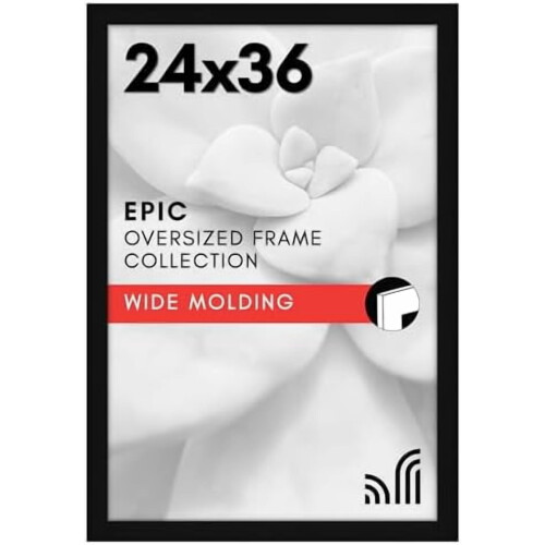 Cadre pour affiche noir 24x36 avec plexiglas poli