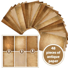 48-Sheet Vintage Writing Paper, Antique Letter-Size Printable Parchment for Letters, Invites & Pirate Scrolls – Compatible with HP, Canon, Epson