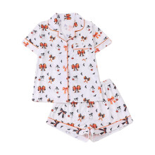 Girls & Women's Cute Flower Print Pajamas Set Silk Satin Button-Down Sleepwear 2 Piece Nightwear Set 3 Years - Women XXL S-2XL