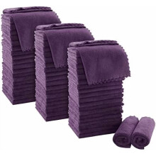 Ultra Soft Premium Washcloths Set - 12 x 12 inches - 72 Pack - Quick Drying - Highly Absorbent Coral Velvet Bathroom Wash Clothes (Plum)