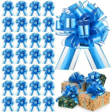 30 Pcs Large Christmas Pull Bows for Gift Wrapping 6 Inch Waterproof Ribbon Bow for for Valentine Xmas Wrapping Boxes Gift Decorations(Light Blue)