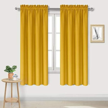 Blackout Curtains Room Darkening Thermal Insulated Bedroom Curtains Window Curtain Panels, 38 x 63 inches Long, Set of 2 Yellow Rod Pocket Drapes