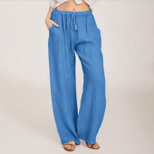 HERESOM Damen-Leinenhose, fließende, weite Freizeithose, Schwarz, S-4XL, passend für sommerliche Outfits