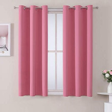 Small Window Curtains 50 inches Long for Bedroom - Grommet Short Thermal Insulated Room Darkening Curtains for Kitchen (2 Panels, Pink, 29 x 50 Inch)