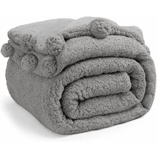 Double Sided Sherpa Blanket,Queen Size Super Soft Fuzzy Plush Warm Cozy Fluffy Throw Reversible Luxurious Blankets (Grey)