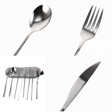 Tineasur Fork Spoon Chopsticks Kit Portable Tableware Set Silver 1 Set for Restaurant Use
