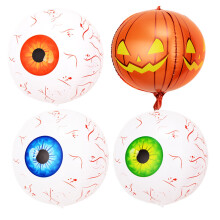 Yeux de citrouille d'Halloween de 56 cm (22 pouces), yeux creux en film d'aluminium, accessoires d'horreur pour fête d'Halloween, lot de 4