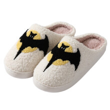 Pantoufles chaudes d'hiver en coton Ă motif chauves-souris, pour hommes et femmes, pour couples, Ă semelle souple et peluche, pointure 44-45.