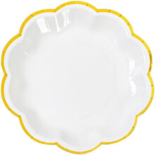 Hvit gullfolie 7" kamskjellformede engangsfesttallerkener (24 stk) – Kompatibel med te, bursdag, bryllup, babyshower og bryllup