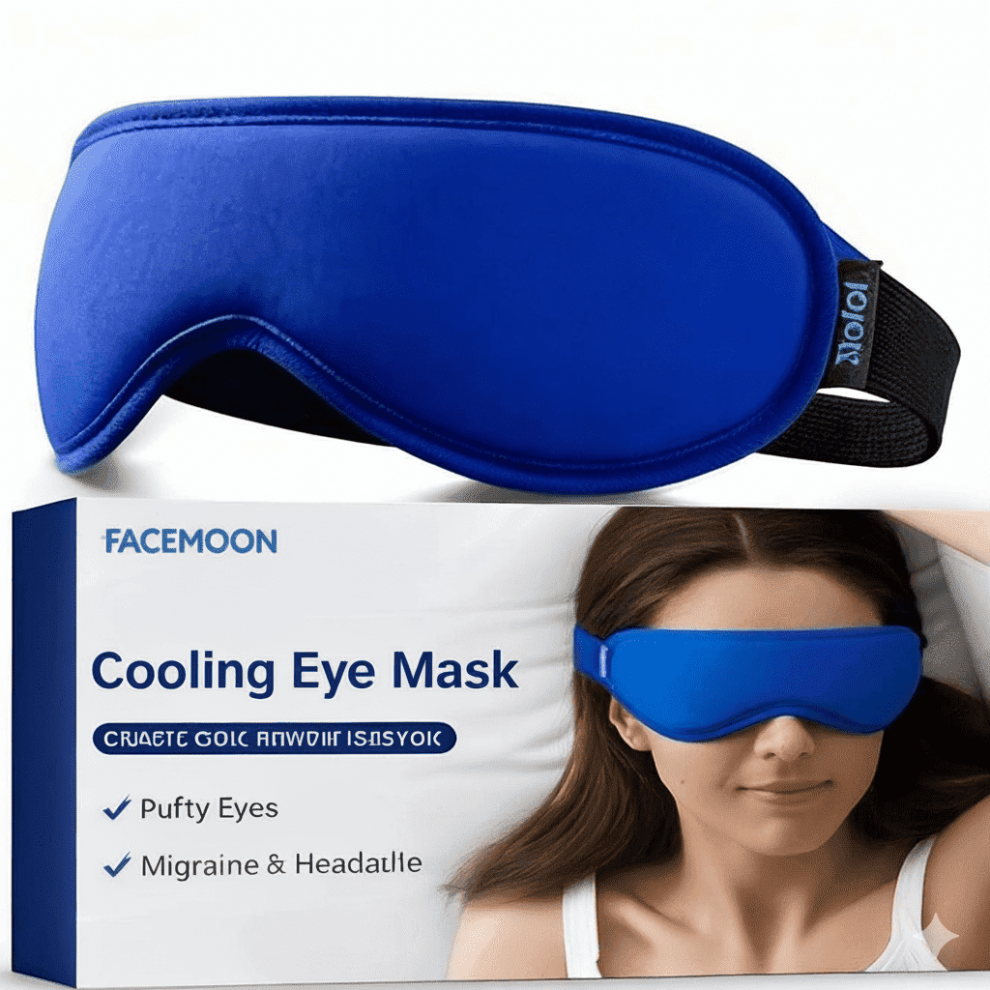 Dark Contoured Cooling Gel Eye Mask Snug Fit Cold Compress For Puffiness Circles Sinus Relief Reusable Unscented Fits All Head Sizes