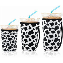 3-Pack Reusable Neoprene Iced Coffee Sleeves for Starbucks, Dunkin & More – Insulated for Hot/Cold Drinks (White Flower Bush)